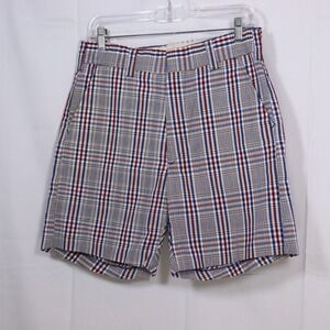 Hadway Plaid Shorts Mens 34 Multicolor Check Permanent Press Flat Front Preppy